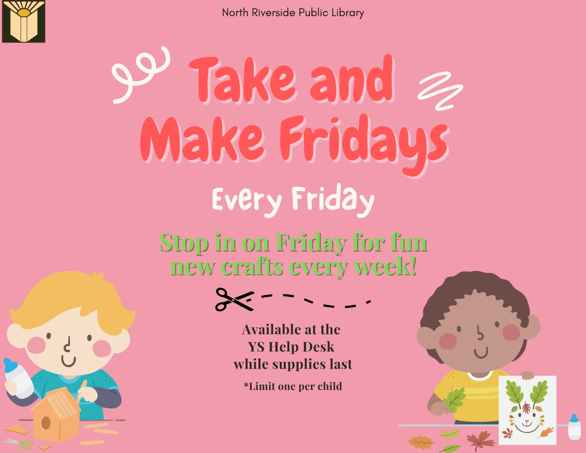 Take and Make Fridays program flyer for kids