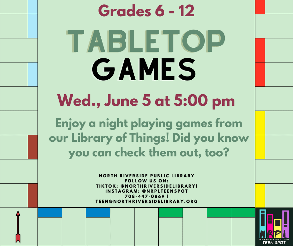 Tabletop games - enjoy a night playing games from the library of things!