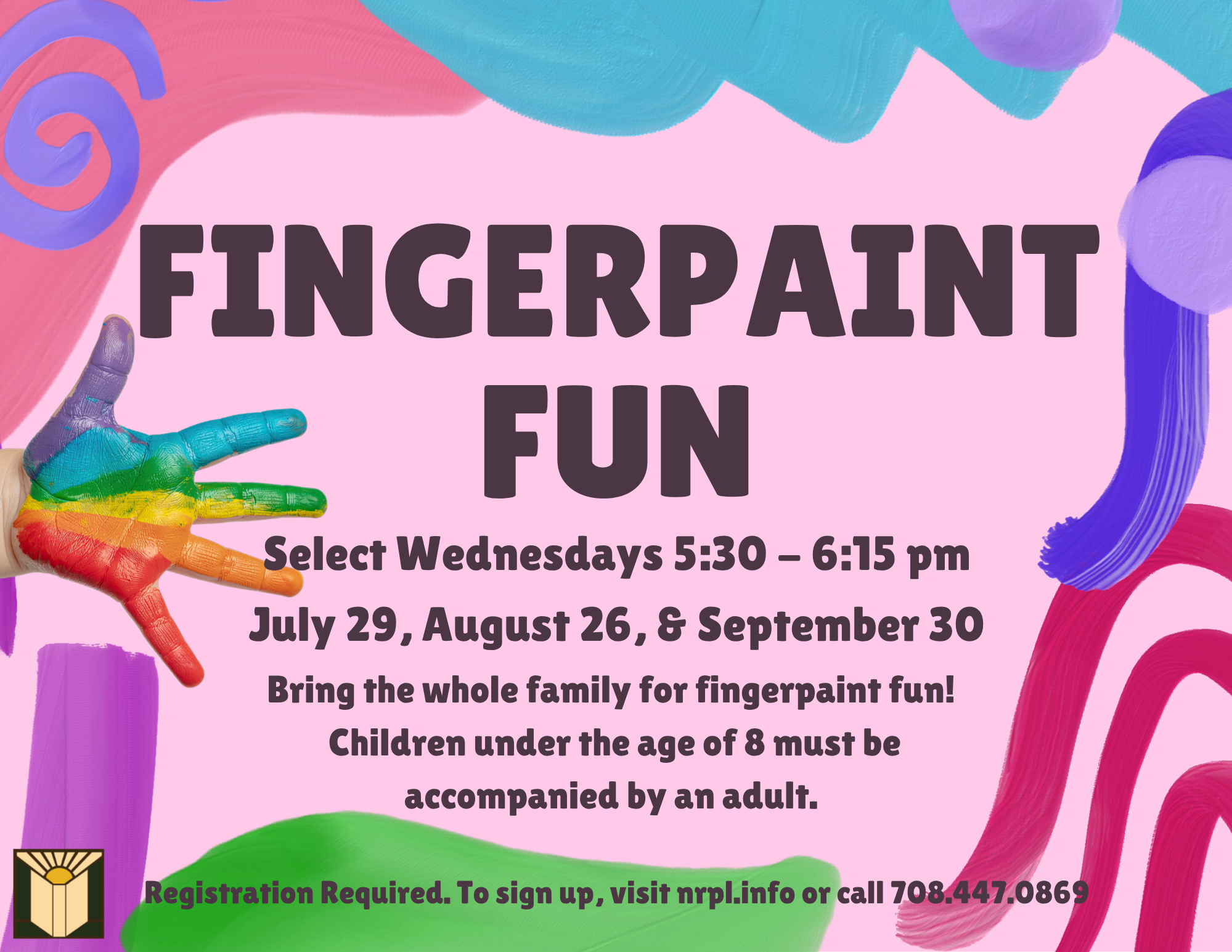 Fingerpaint Fun Select Wednesdays | 5:30 – 6:15 pm July 29, August 26, & September 30